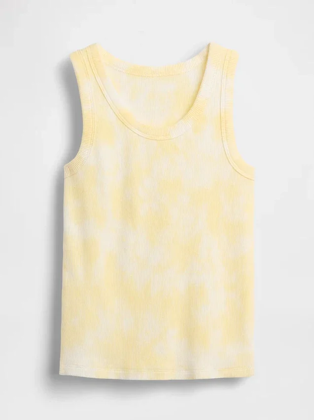 Tie-dye-tanktop i ribbestrikk for barn