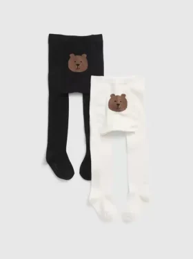 Tights med bjørnemotiv for småbarn (2-pakning)