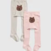 Tights med bjørnemotiv for småbarn (2-pakning)
