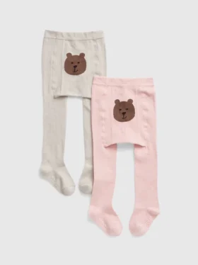 Tights med bjørnemotiv for småbarn (2-pakning)