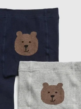 Tights med bjørnemotiv for småbarn (2-pakning)