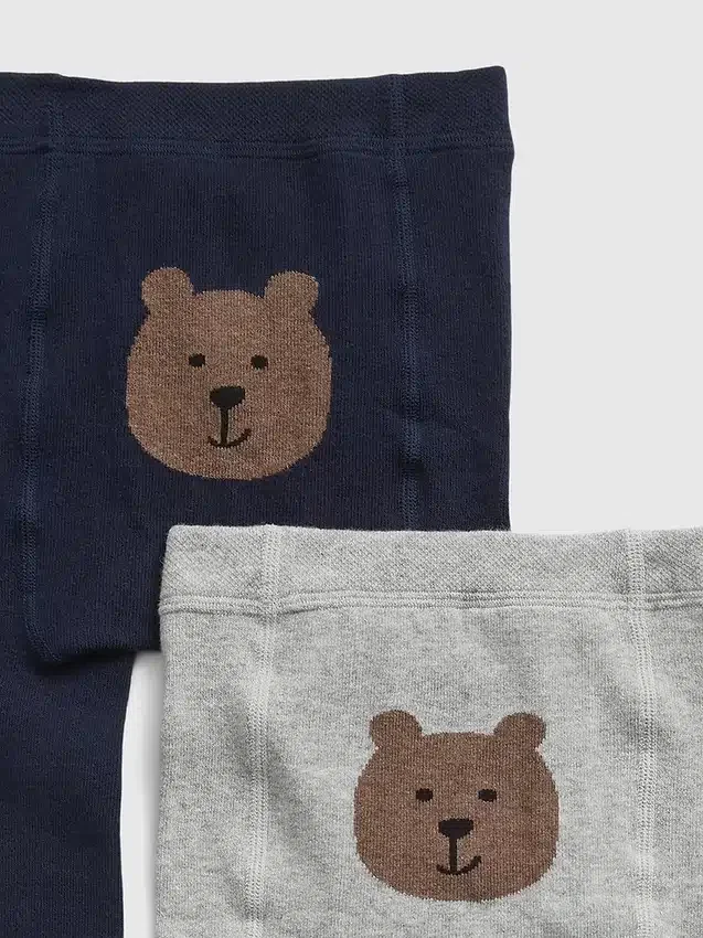 Tights med bjørnemotiv for småbarn (2-pakning)