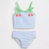 To-delt badedrakt i kirsebærrød gingham for Baby og Småbarn