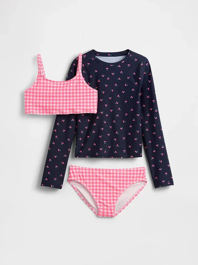 Tre-delt badedrakt med rash guard for barn