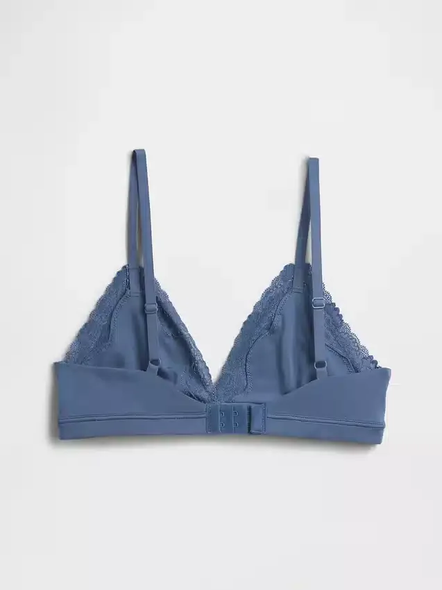 Triangel-BH i økologisk, elastisk bomull med blonder