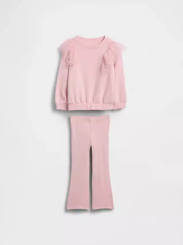Tulle-genser og ribbestrikkede leggings med utvidet ben for Baby og Småbarn