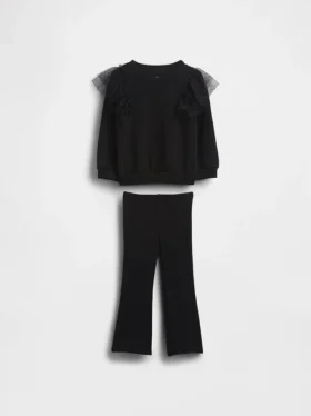 Tulle-genser og ribbestrikkede leggings med utvidet ben for Baby og Småbarn