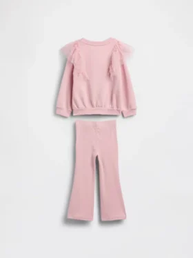 Tulle-genser og ribbestrikkede leggings med utvidet ben for Baby og Småbarn