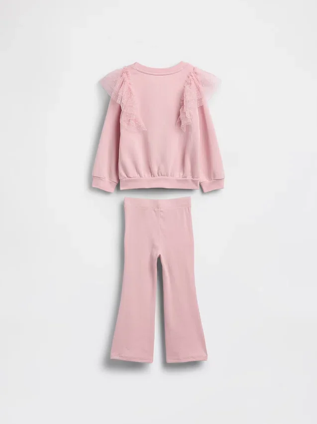 Tulle-genser og ribbestrikkede leggings med utvidet ben for Baby og Småbarn