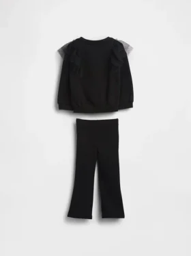 Tulle-genser og ribbestrikkede leggings med utvidet ben for Baby og Småbarn