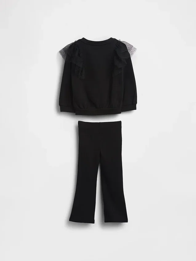 Tulle-genser og ribbestrikkede leggings med utvidet ben for Baby og Småbarn