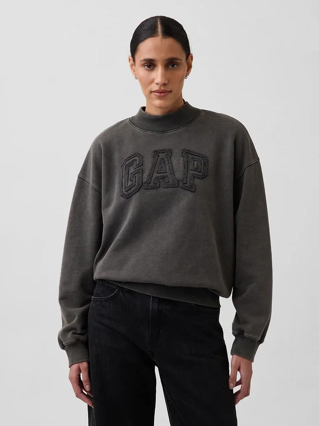 Tung French Terry-genser i oversized-modell med høyhals