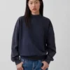 Tung French Terry-genser i oversized-modell med høyhals