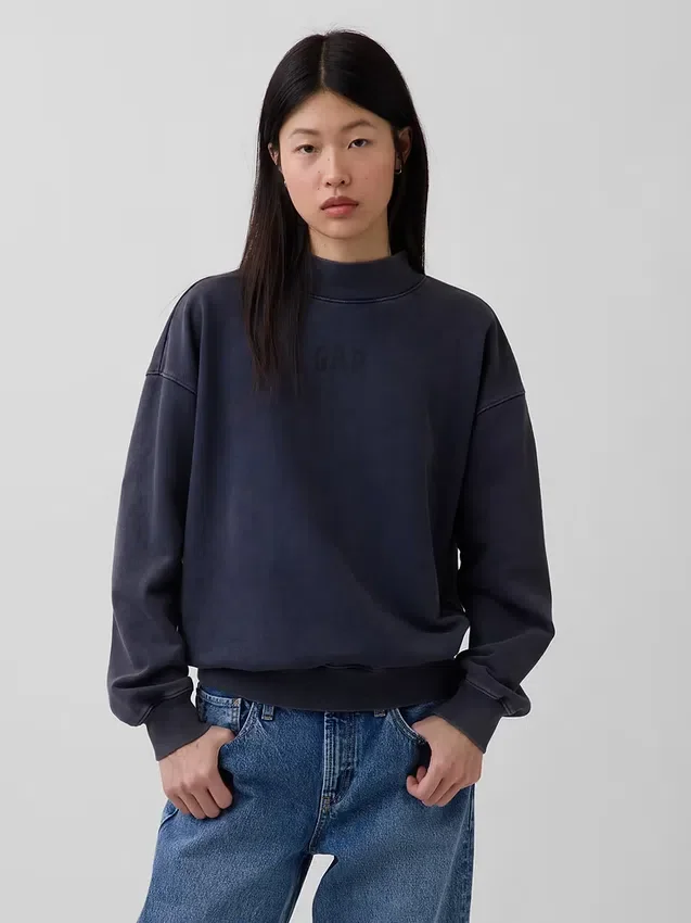 Tung French Terry-genser i oversized-modell med høyhals