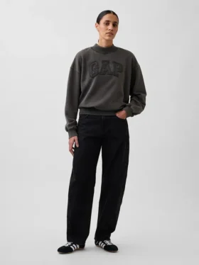 Tung French Terry-genser i oversized-modell med høyhals