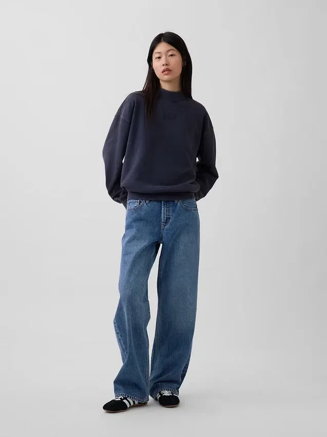 Tung French Terry-genser i oversized-modell med høyhals