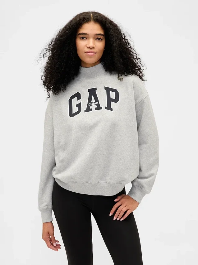 Tung French Terry-genser i oversized-modell med høyhals og logo