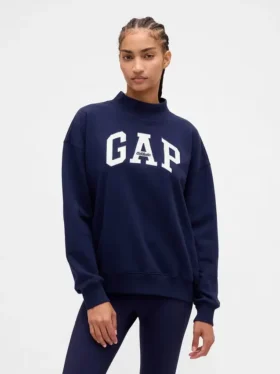 Tung French Terry-genser i oversized-modell med høyhals og logo