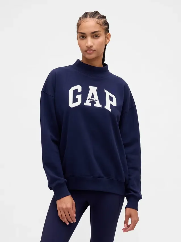 Tung French Terry-genser i oversized-modell med høyhals og logo