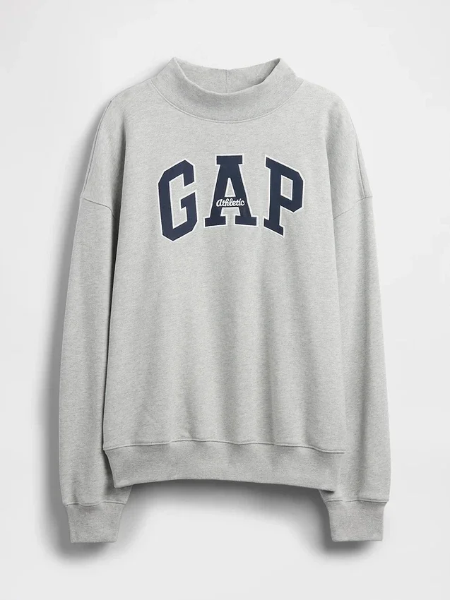 Tung French Terry-genser i oversized-modell med høyhals og logo