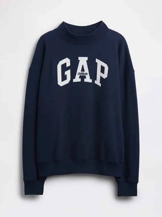 Tung French Terry-genser i oversized-modell med høyhals og logo