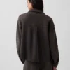 Tung French Terry-skjorte i oversized-passform med knapper foran
