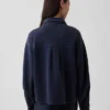 Tung French Terry-skjorte i oversized-passform med knapper foran