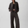 Tung French Terry-skjorte i oversized-passform med knapper foran