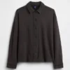 Tung French Terry-skjorte i oversized-passform med knapper foran