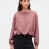 Tung French Terry-sweatshirt med boblet kant