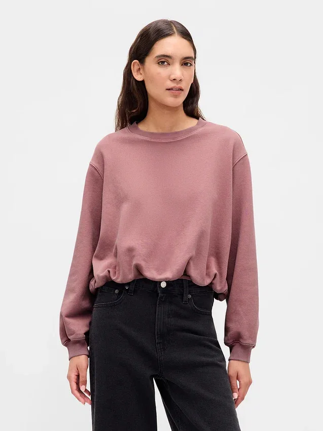 Tung French Terry-sweatshirt med boblet kant