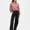 Tung French Terry-sweatshirt med boblet kant