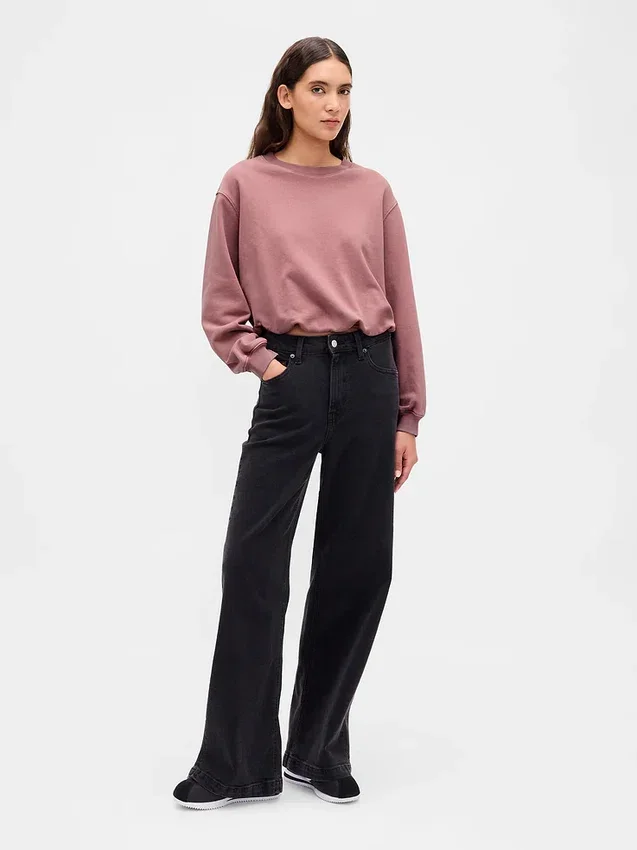Tung French Terry-sweatshirt med boblet kant