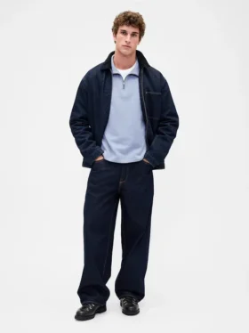 Tung, oversized genser med kvart glidelås