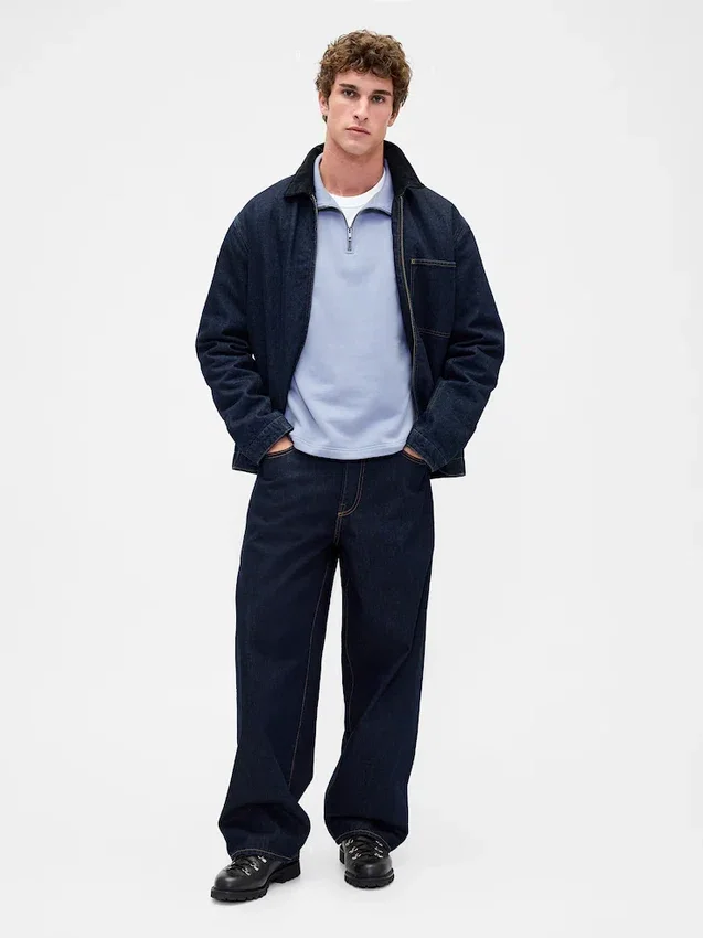 Tung, oversized genser med kvart glidelås