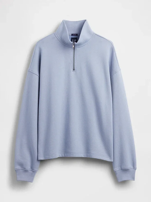 Tung, oversized genser med kvart glidelås