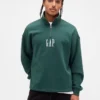 Tung, oversized genser med logo og kvart glidelås