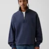 Tung, oversized genser med logo og kvart glidelås