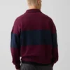 Tung, oversized genser med striper og halv glidelås