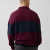 Tung, oversized genser med striper og halv glidelås
