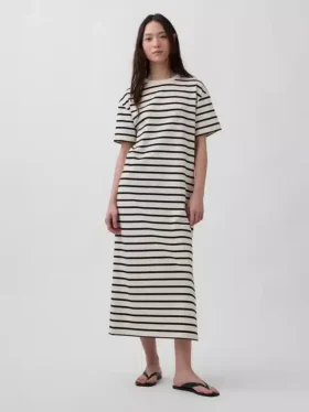 Tung, oversized maxi-T-skjortekjole
