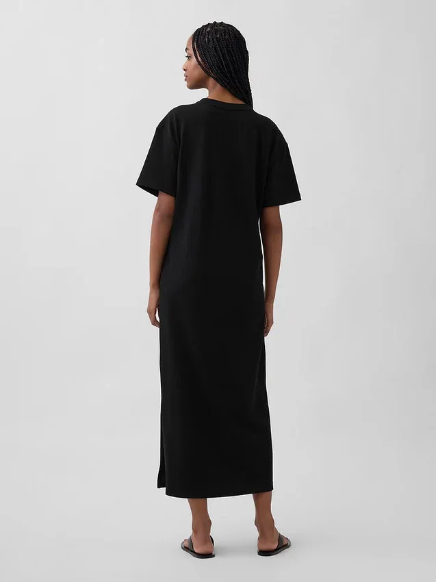 Tung, oversized maxi-T-skjortekjole