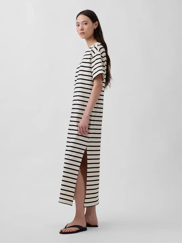 Tung, oversized maxi-T-skjortekjole