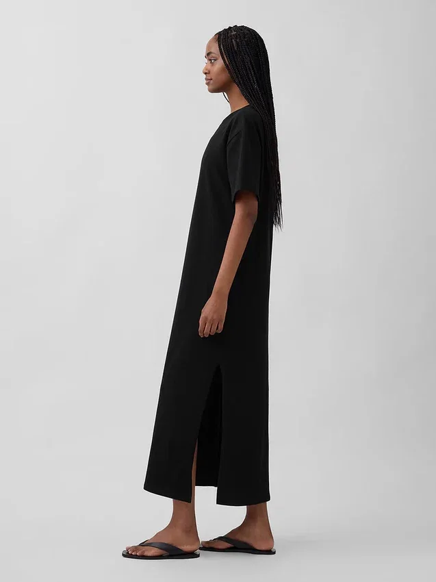 Tung, oversized maxi-T-skjortekjole