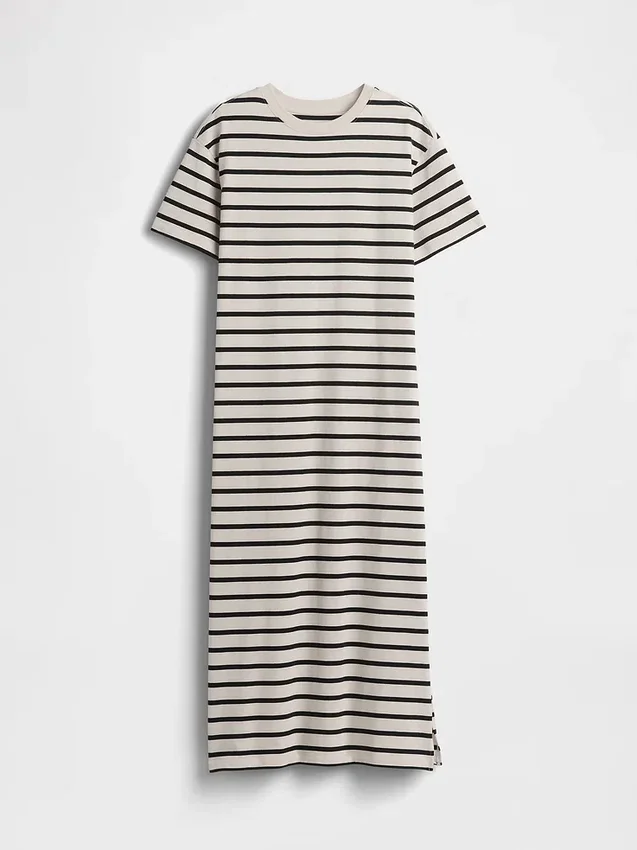 Tung, oversized maxi-T-skjortekjole