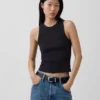Tung ribbet halterneck-tanktop