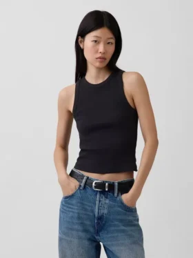 Tung ribbet halterneck-tanktop