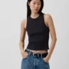 Tung ribbet halterneck-tanktop