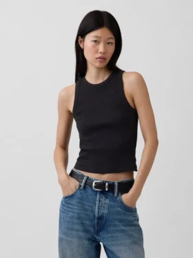 Tung ribbet halterneck-tanktop