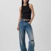 Tung ribbet halterneck-tanktop